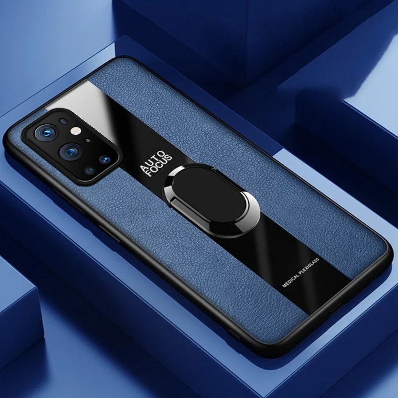 Plexiglass Luxury Leather Ring Case - OnePlus