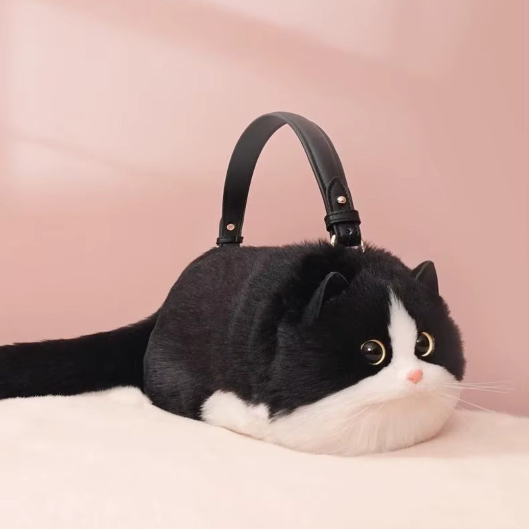 Fluffy Cat Charm Handbag