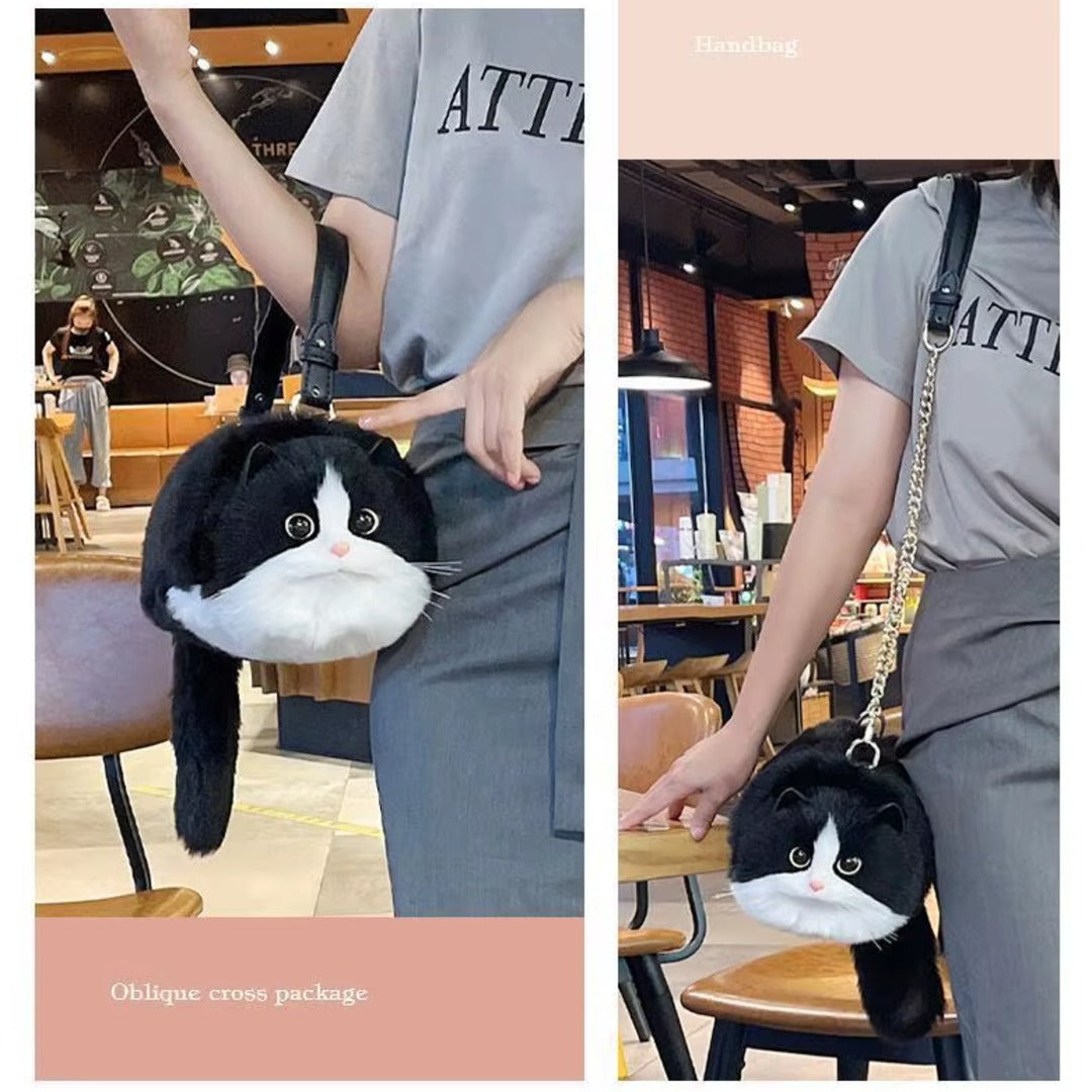 Fluffy Cat Charm Handbag