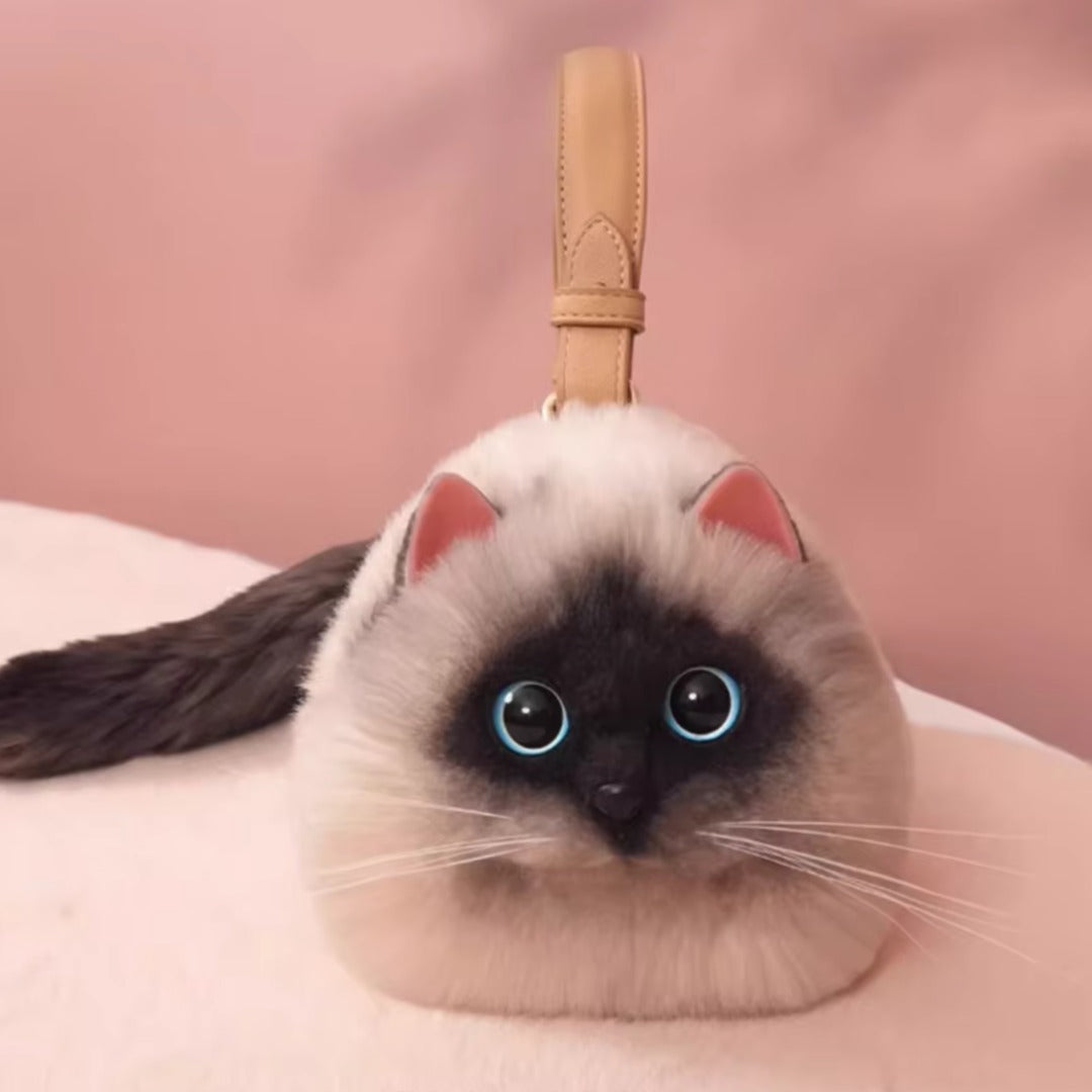 Fluffy Cat Charm Handbag