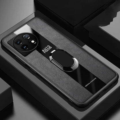 Plexiglass Luxury Leather Ring Case - OnePlus