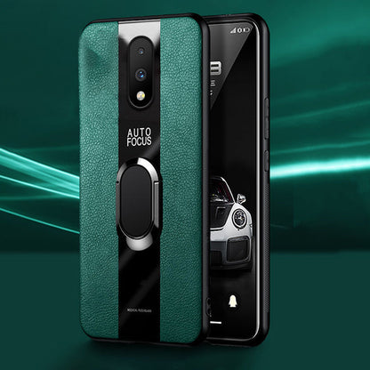Plexiglass Luxury Leather Ring Case - OnePlus