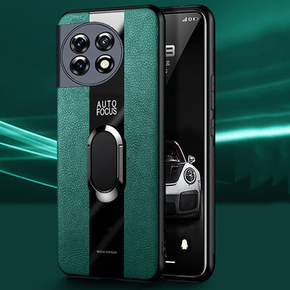 Plexiglass Luxury Leather Ring Case - OnePlus